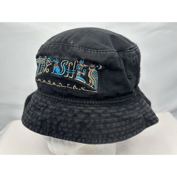Thrasher Magazine Bucket Hat Embroidered Black Skater Egyptian Hieroglyphic S/M - Picture 2 of 12